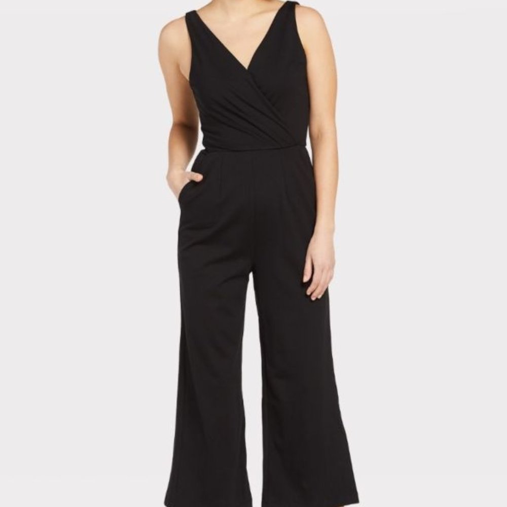 Allison Joy Clarissa Cropped Ponte Jumpsuit